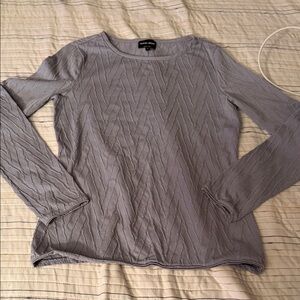 Giorgio Armani Light Gray Chevron-Textured Long Sleeve Top